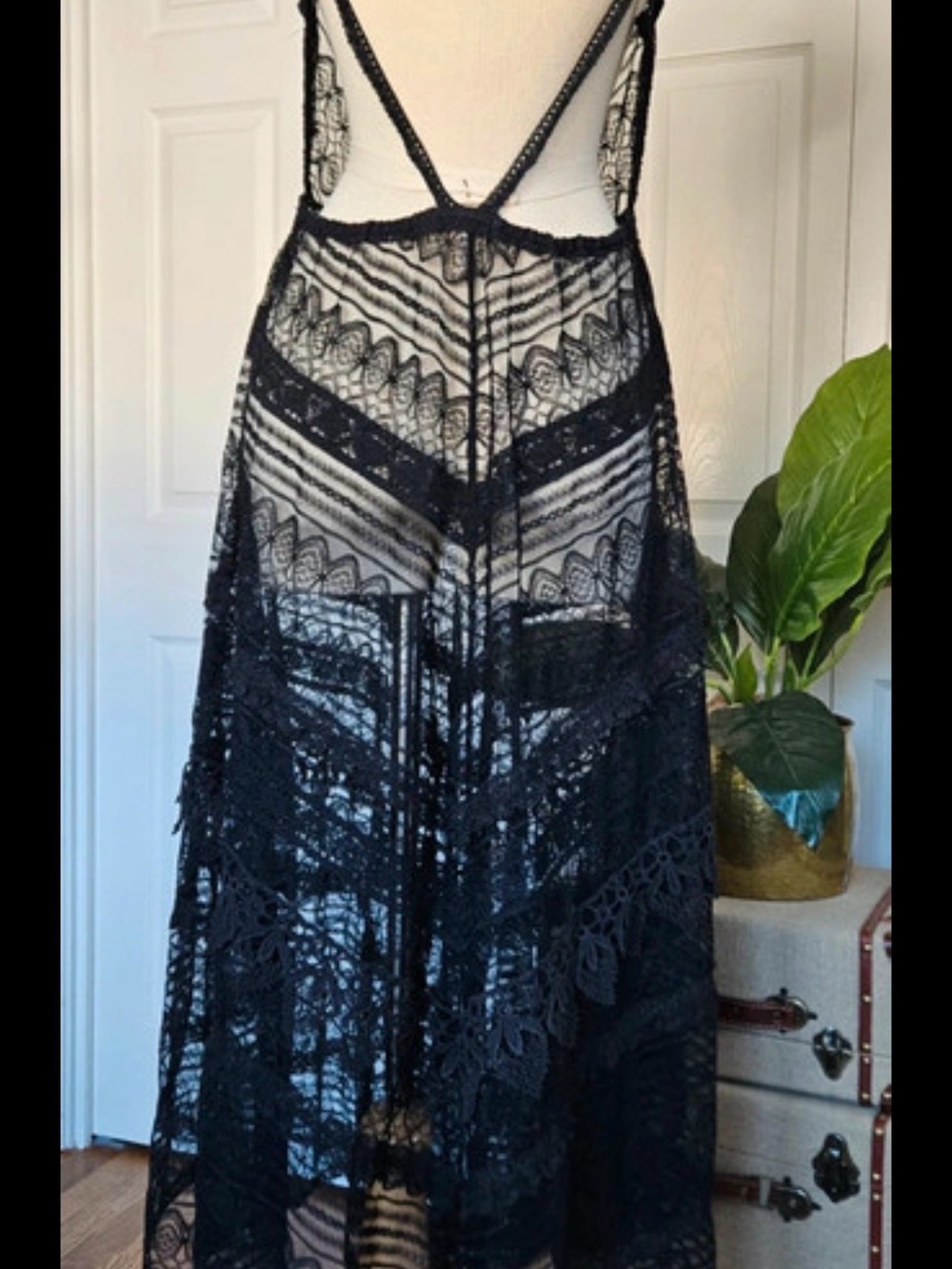 Free People Mitered Meadows Black Lace Maxi Dress - Picture 6 of 15